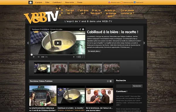 V and B dispose de sa propre télé sur internet ! Rendez-vous sur www.vandb.tv. De courtes vidéos surprenantes, décalées ou pédagogiques autour du vin, de la bière, des spiritueux.