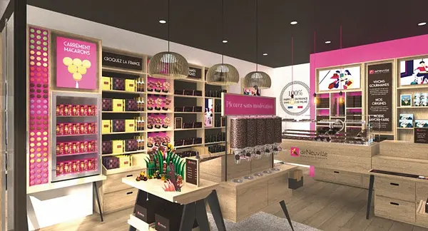 Ambiance moderne et gourmande avec une superficie des points de vente comprise entre 40 et 60m2.