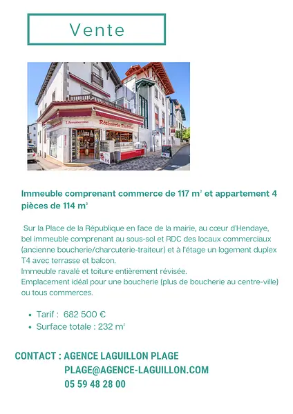 Cellule commerciale et logement T4 à Hendaye — photo