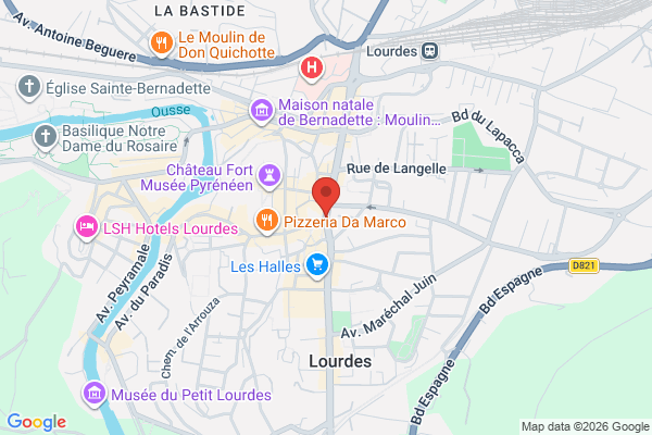 Carte de 3 Rue de la Grotte, Lourdes, France