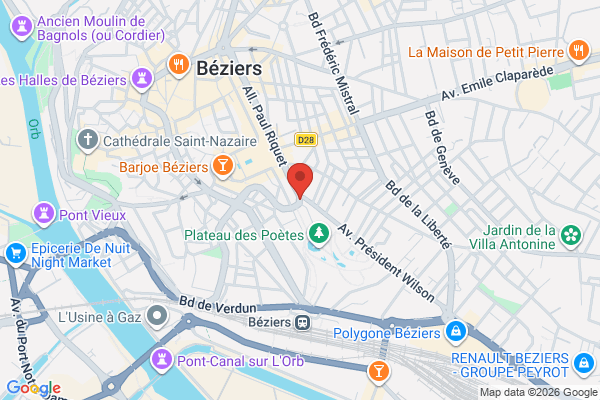 Carte de 61 Allée Paul Riquet, Béziers, France