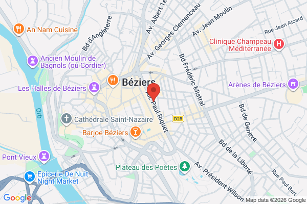 Carte de 29 Allée Paul Riquet, Béziers, France