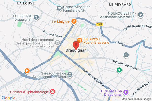 Carte de Draguignan, France
