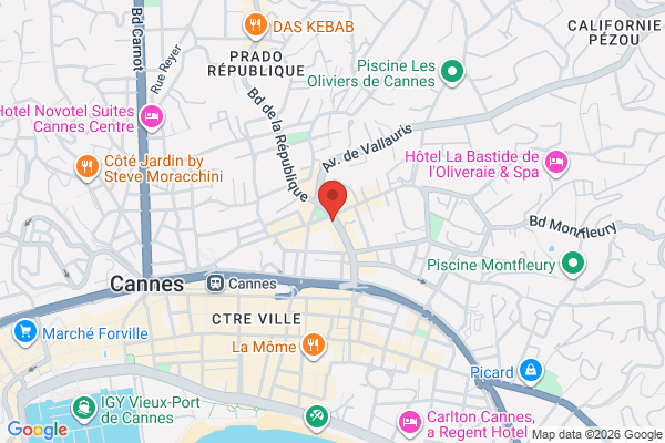 Carte de 55 Boulevard de la Republique, Cannes, France