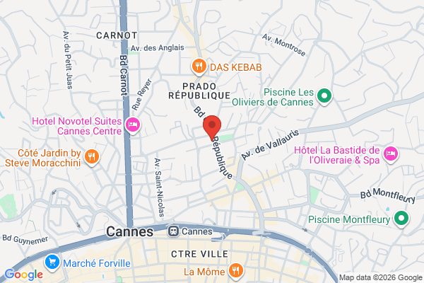 Carte de 85 Boulevard de la Republique, Cannes, France