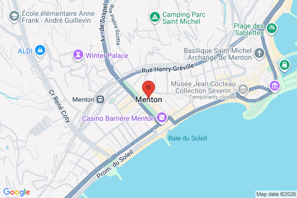 Carte de Menton, France