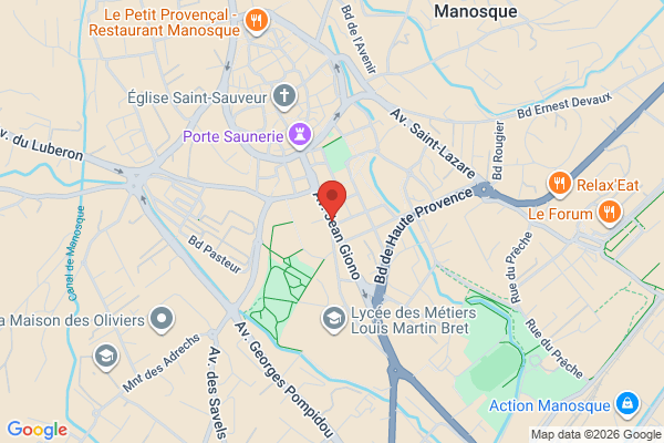 Carte de 12 Avenue Jean Giono, Manosque, France