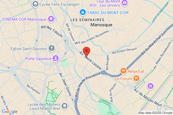 Carte de Avenue Saint-Lazare, Manosque, France