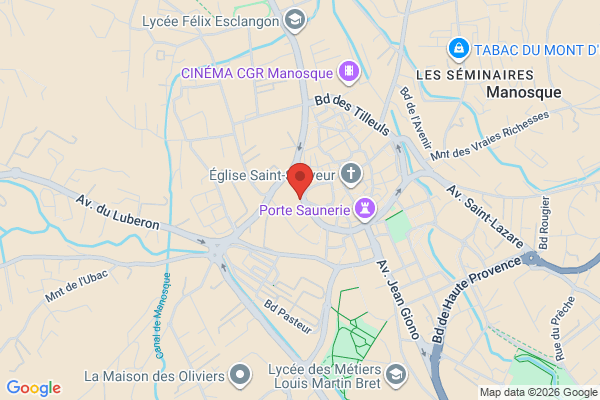 Carte de 37 Boulevard Elemir Bourges, Manosque, France