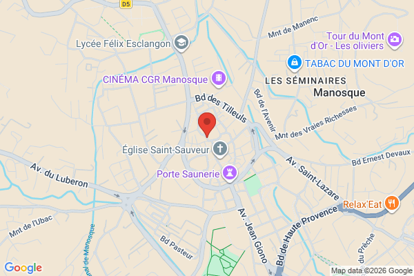 Carte de Place de l'Hôtel de ville, Manosque, France