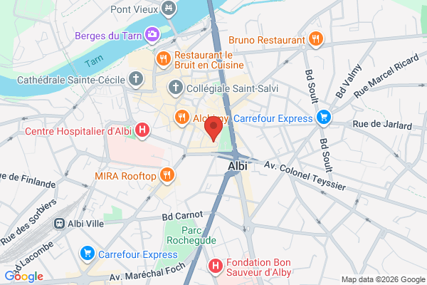Carte de 18 Rue Docteur Laurent Camboulives, Albi, France