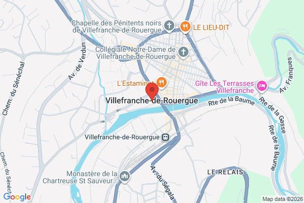Carte de Villefranche-de-Rouergue, France