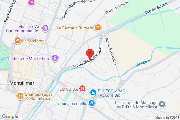 Carte de Avenue du Maréchal Juin, 26200 Montélimar, France