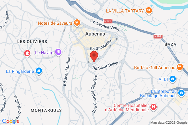 Carte de Place de la Paix, Aubenas, France