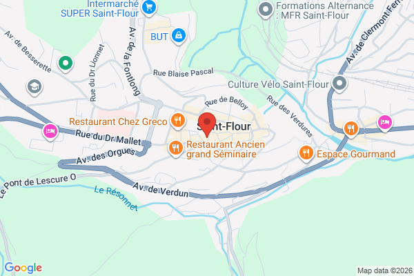 Carte de 10 Rue de la Collégiale, Saint-Flour, France
