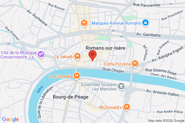 Carte de 7 Rue Mathieu de la Drôme, Romans-sur-Isère, France
