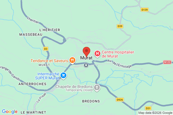 Carte de l'emplacement 15300 Murat