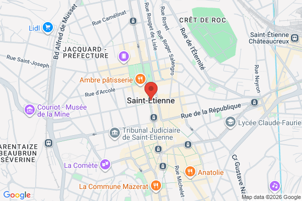 Carte de Saint-Étienne, France