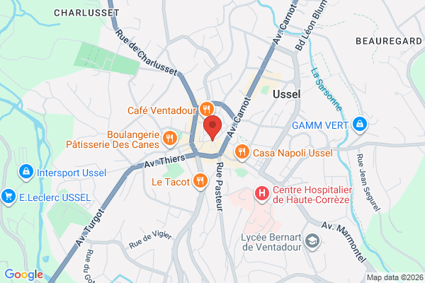 Carte de 9 Rue de la Liberté, Ussel