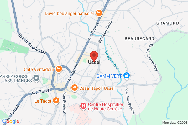 Carte de Ussel, France