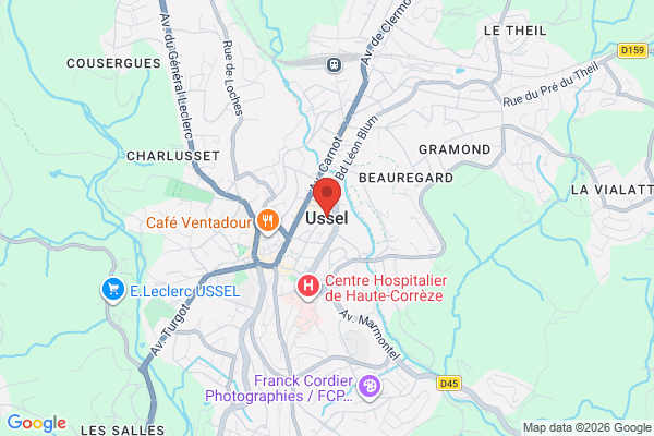 Carte de l'emplacement 19200 Ussel