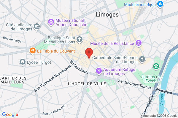 Carte de Place des Bancs, Limoges, France