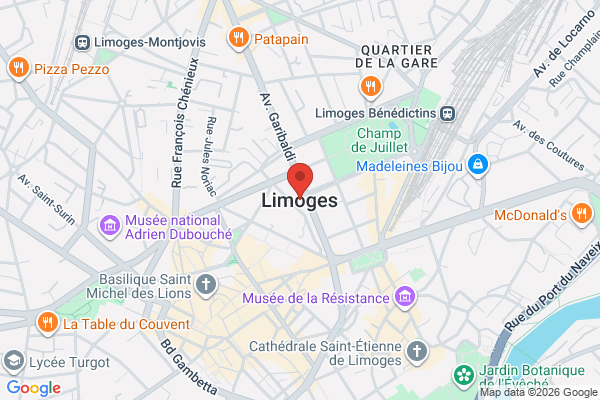 Carte de Limoges, France