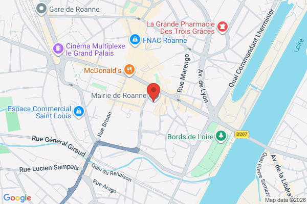 Carte de Roanne, France