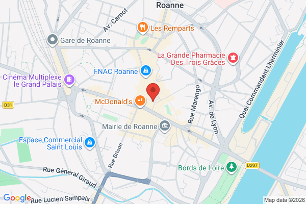 Carte de 23 Place du Marché, Roanne, France