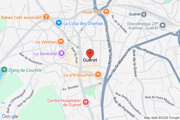 Carte de Guéret, France