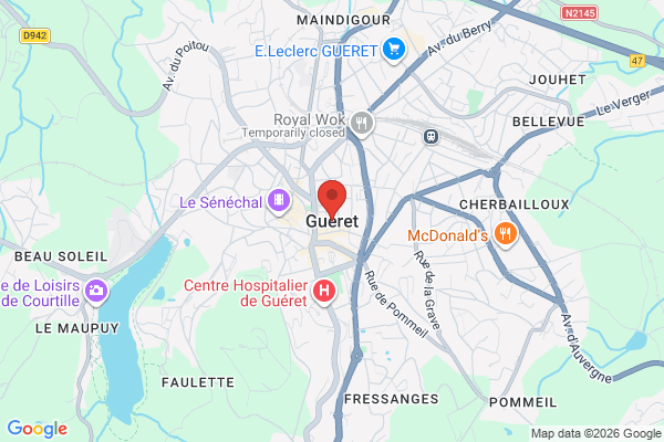 Carte de l'emplacement 23000 Guéret