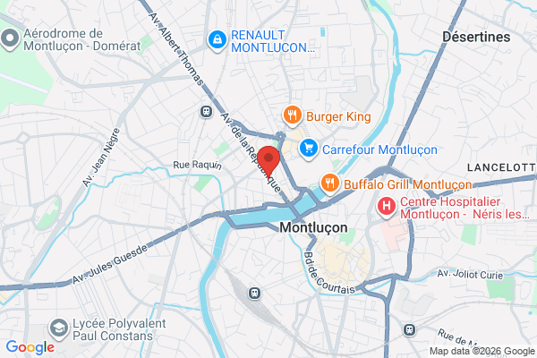 Carte de l'emplacement vaste local commercial en centre ville