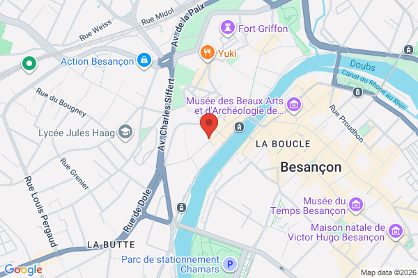 Carte de 36 Rue d'Arènes, Besançon, France