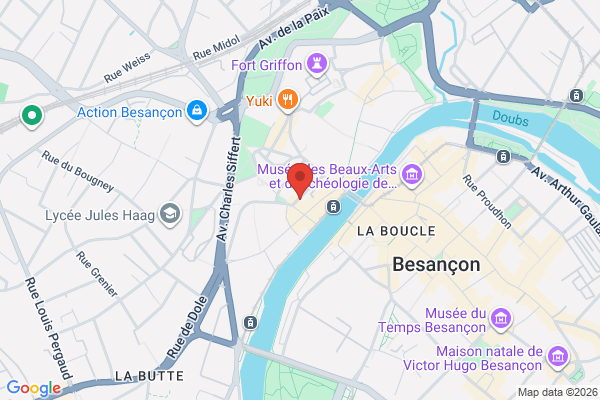 Carte de 13 Rue de l'École, Besançon, France