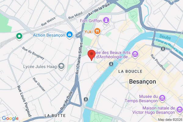 Carte de 20 Rue Marulaz, Besançon, France
