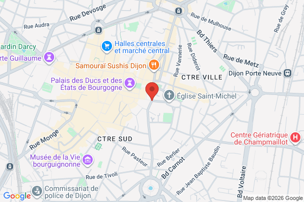 Carte de Place du Théâtre, Dijon, France