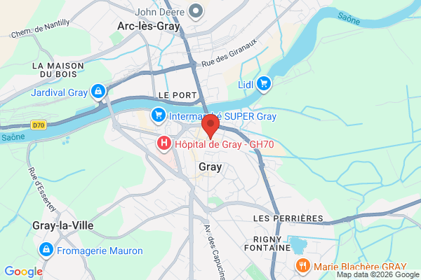 Carte de l'emplacement 70100 Gray