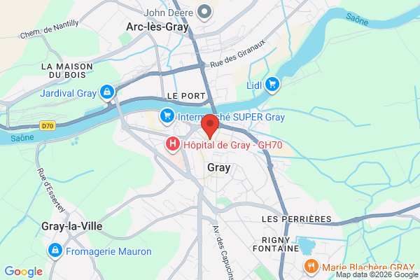 Carte de l'emplacement 70100 Gray