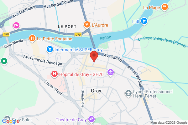Carte de 7 Rue Thiers, 70100 Gray, France