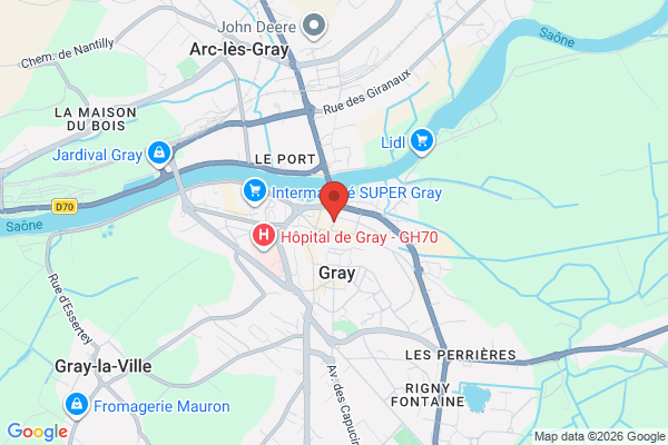Carte de l'emplacement 70100 Gray