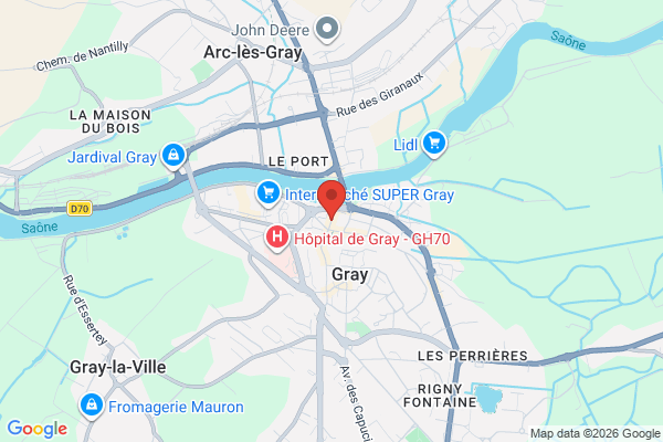 Carte de l'emplacement 70100 Gray