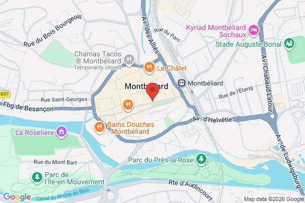 Carte de 32 Rue Cuvier, Montbéliard, France