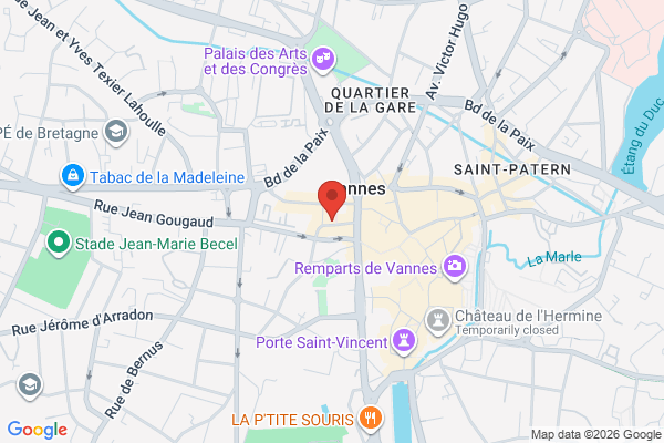 Carte de Vannes, France