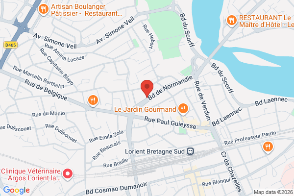 Carte de 25 Boulevard de Normandie, Lorient, France
