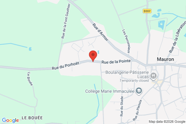 Carte de 3 Rue du Porhoët, 56430 Mauron, France