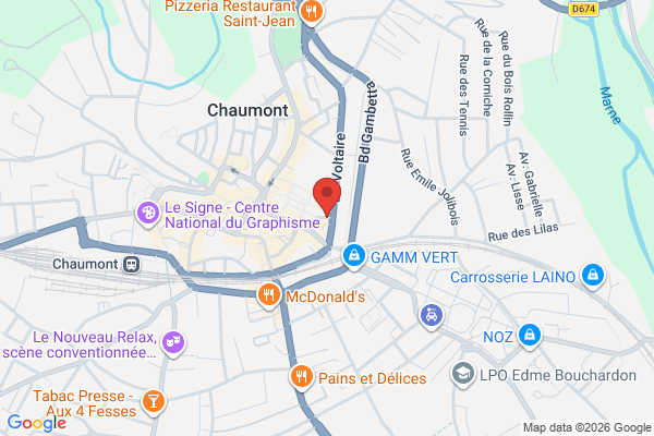 Carte de Rue Voie Beugnot, Chaumont