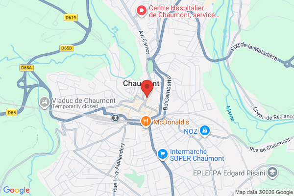Carte de l'emplacement Ensemble immobilier à réhabiliter comprenant de grandes surfaces commerciales en Rdc à exploiter (700 m², 1 salle de cinéma et espaces divers)