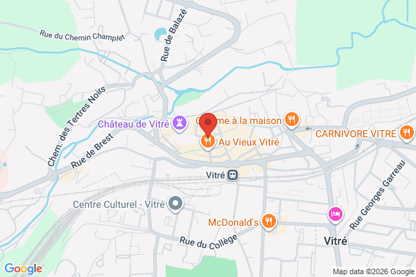 Carte de 21 Rue de la Baudrairie, Vitré, France