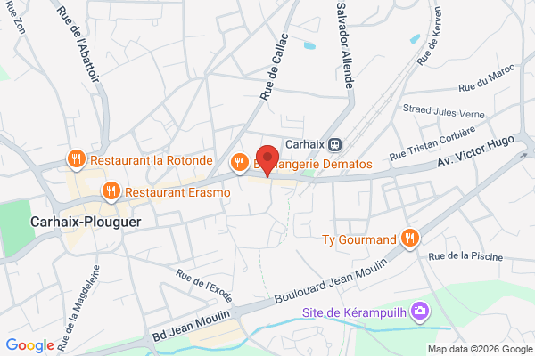 Carte de 36 Av. du Général de Gaulle, 29270 Carhaix-Plouguer, France
