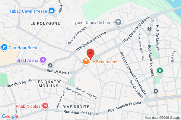 Carte de 20 Rue Beaumanoir, Brest, France